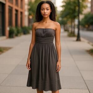 J.CREW Women’s Formal Silk Strapless Pleated Gray Dress Wedding Bridesmaid Small